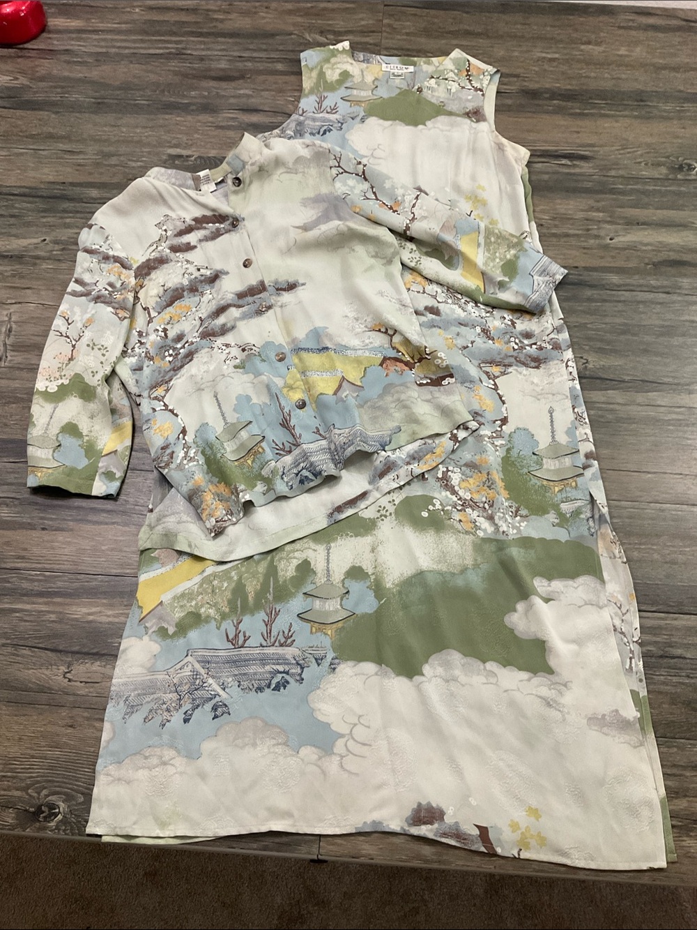 Vintage Cotton 100% Silk 2 Pc Maxi Dress Top Sz L